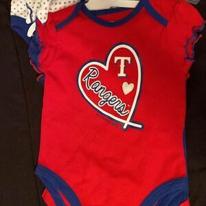 Texas Rangers Girls Bodysuit 3 Piece Set-3 - 6 months-3 - 6 months